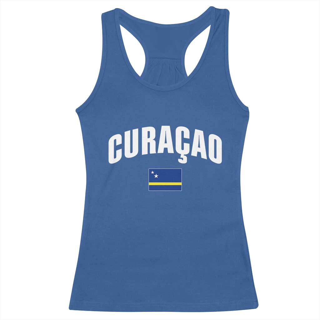 Curaçao National Flag Classic Heritage Racerback Tank Top Caribbean Pride Souvenir TS02 Royal Blue Print Your Wear