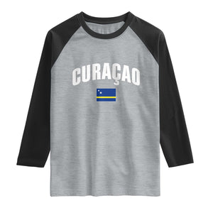 Curaçao National Flag Classic Heritage Raglan Shirt Caribbean Pride Souvenir TS02 Heather Gray Black Print Your Wear