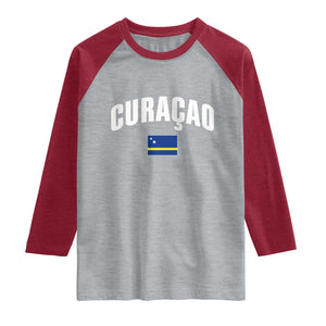 Curaçao National Flag Classic Heritage Raglan Shirt Caribbean Pride Souvenir TS02 Heather Gray Heather Red Print Your Wear