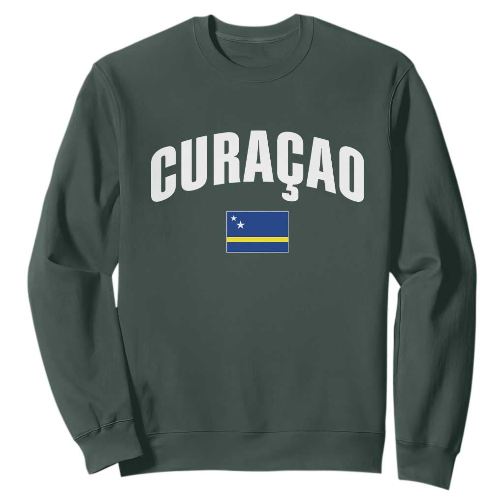 Curaçao National Flag Classic Heritage Sweatshirt Caribbean Pride Souvenir TS02 Dark Forest Green Print Your Wear