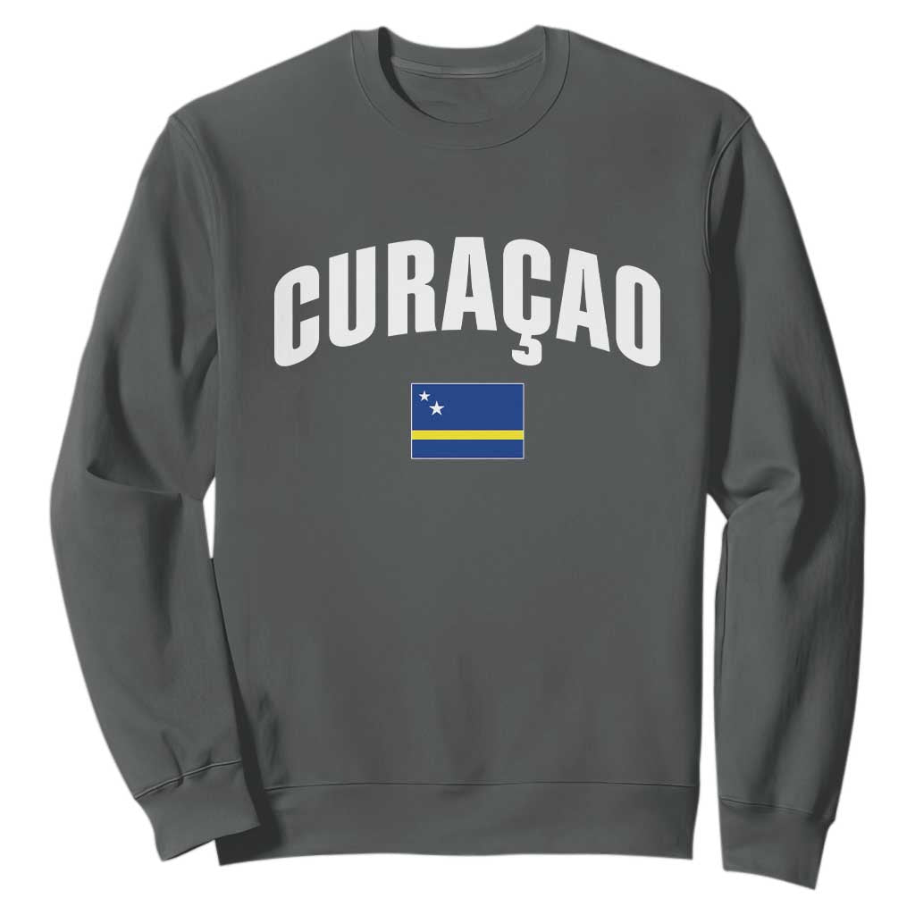 Curaçao National Flag Classic Heritage Sweatshirt Caribbean Pride Souvenir TS02 Dark Heather Print Your Wear