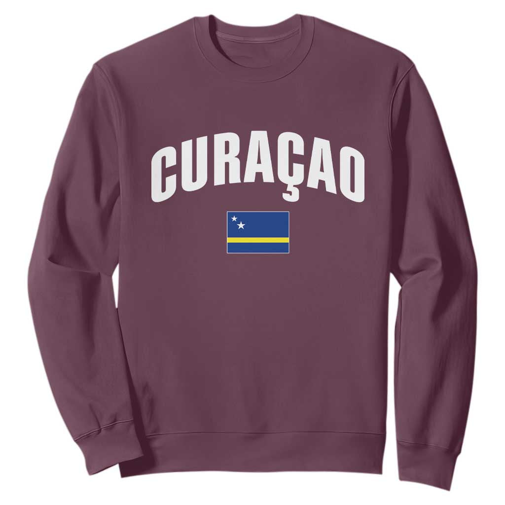 Curaçao National Flag Classic Heritage Sweatshirt Caribbean Pride Souvenir TS02 Maroon Print Your Wear