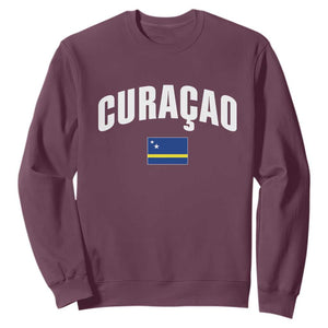 Curaçao National Flag Classic Heritage Sweatshirt Caribbean Pride Souvenir TS02 Maroon Print Your Wear