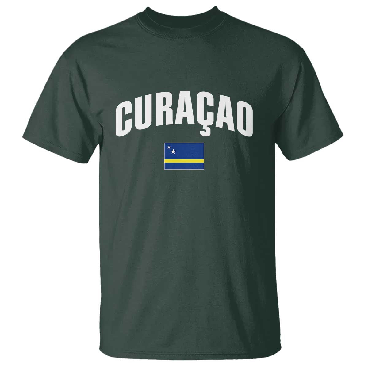 Curaçao National Flag Classic Heritage T Shirt Caribbean Pride Souvenir TS02 Dark Forest Green Print Your Wear