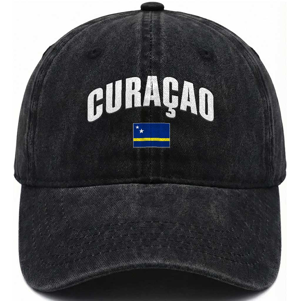 Curaçao National Flag Classic Heritage Washed Cotton Baseball Cap Caribbean Pride Souvenir TS02 Print Your Wear