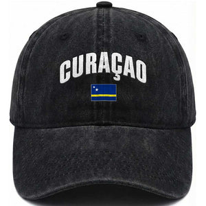 Curaçao National Flag Classic Heritage Washed Cotton Baseball Cap Caribbean Pride Souvenir TS02 Print Your Wear