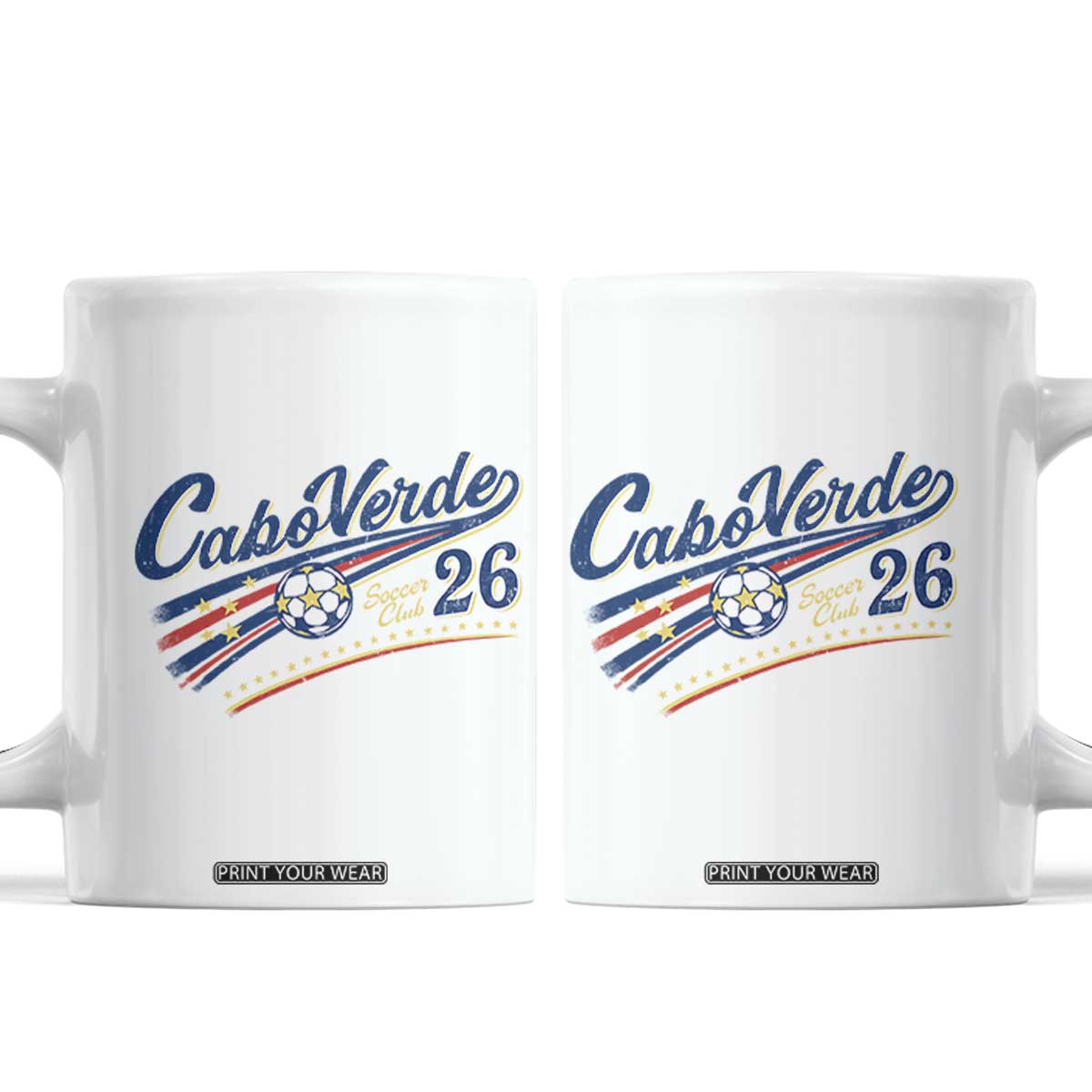 Cabo Verde Soccer Club 26 National Pride Coffee Mug Cape Verde Football Fans Retro Sporty Est. 2026 TS02 White Print Your Wear
