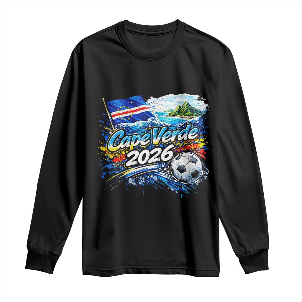 Cape Verde Soccer 2026 Island Flag Long Sleeve Shirt Cabo Verde Football Team Fans Tropical Pride Gift TS02 Black Print Your Wear