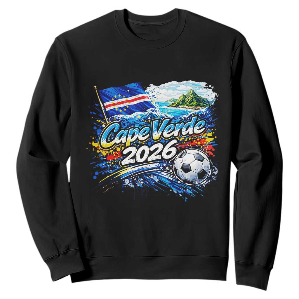 Cape Verde Soccer 2026 Island Flag Sweatshirt Cabo Verde Football Team Fans Tropical Pride Gift TS02 Black Print Your Wear