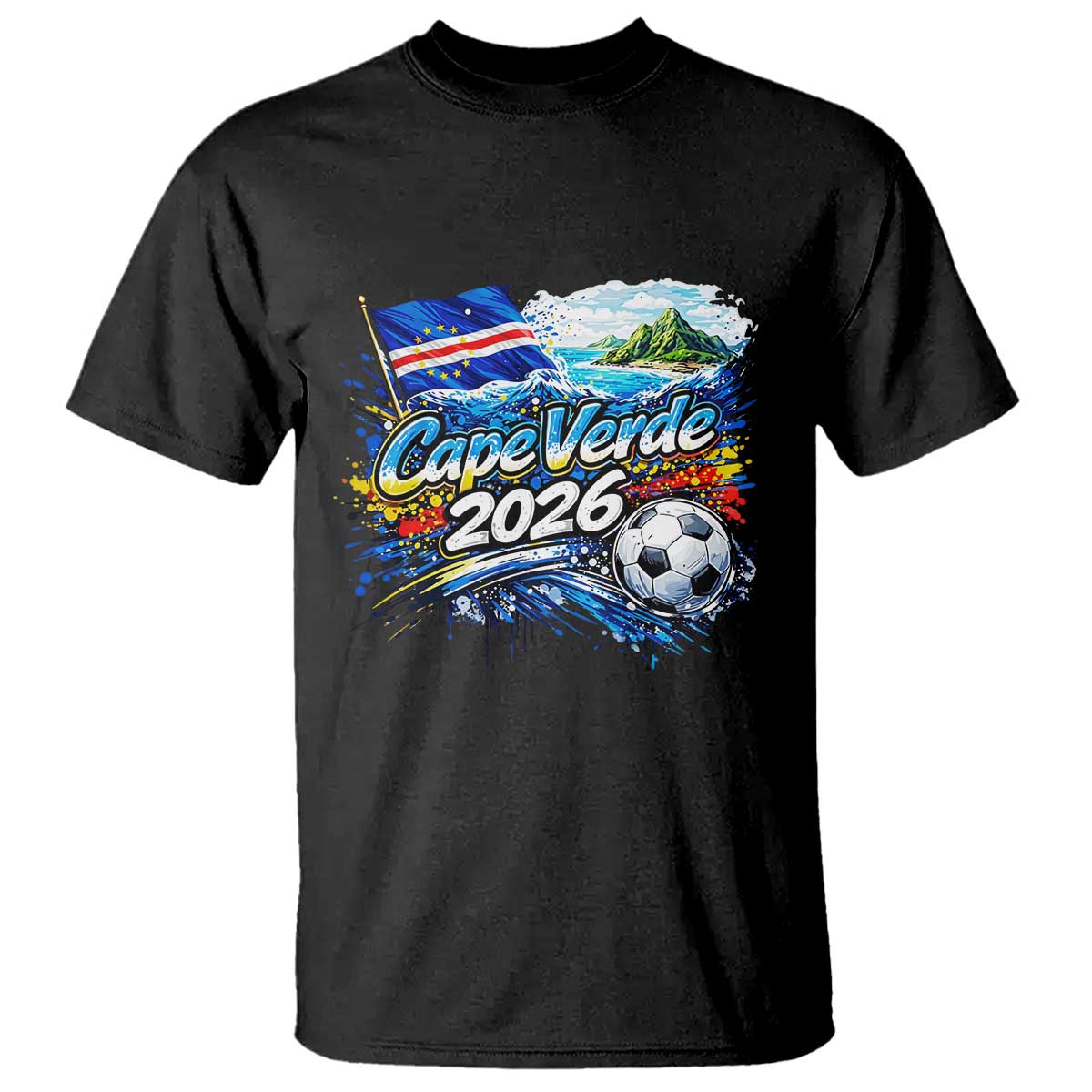 Cape Verde Soccer 2026 Island Flag T Shirt Cabo Verde Football Team Fans Tropical Pride Gift TS02 Black Print Your Wear