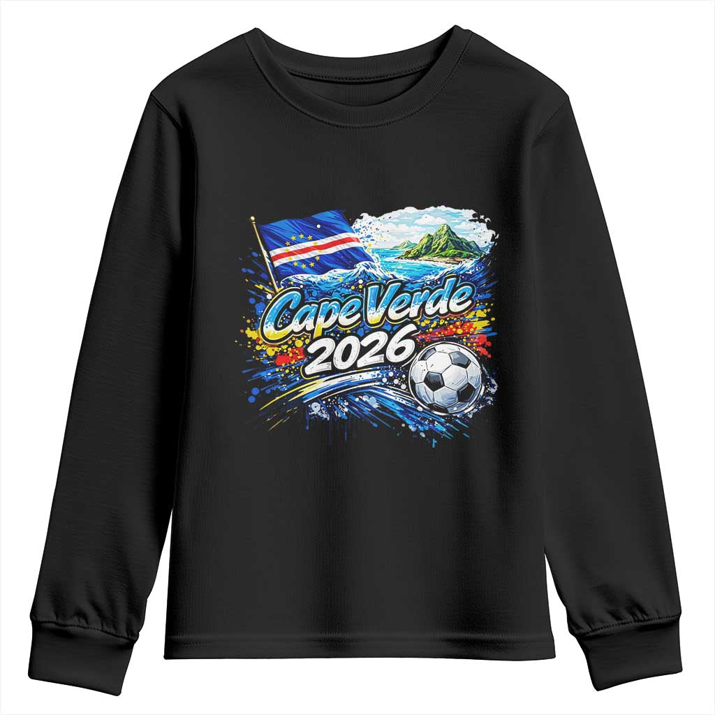 Cape Verde Soccer 2026 Island Flag Youth Sweatshirt Cabo Verde Football Team Fans Tropical Pride Gift TS02 Black Print Your Wear