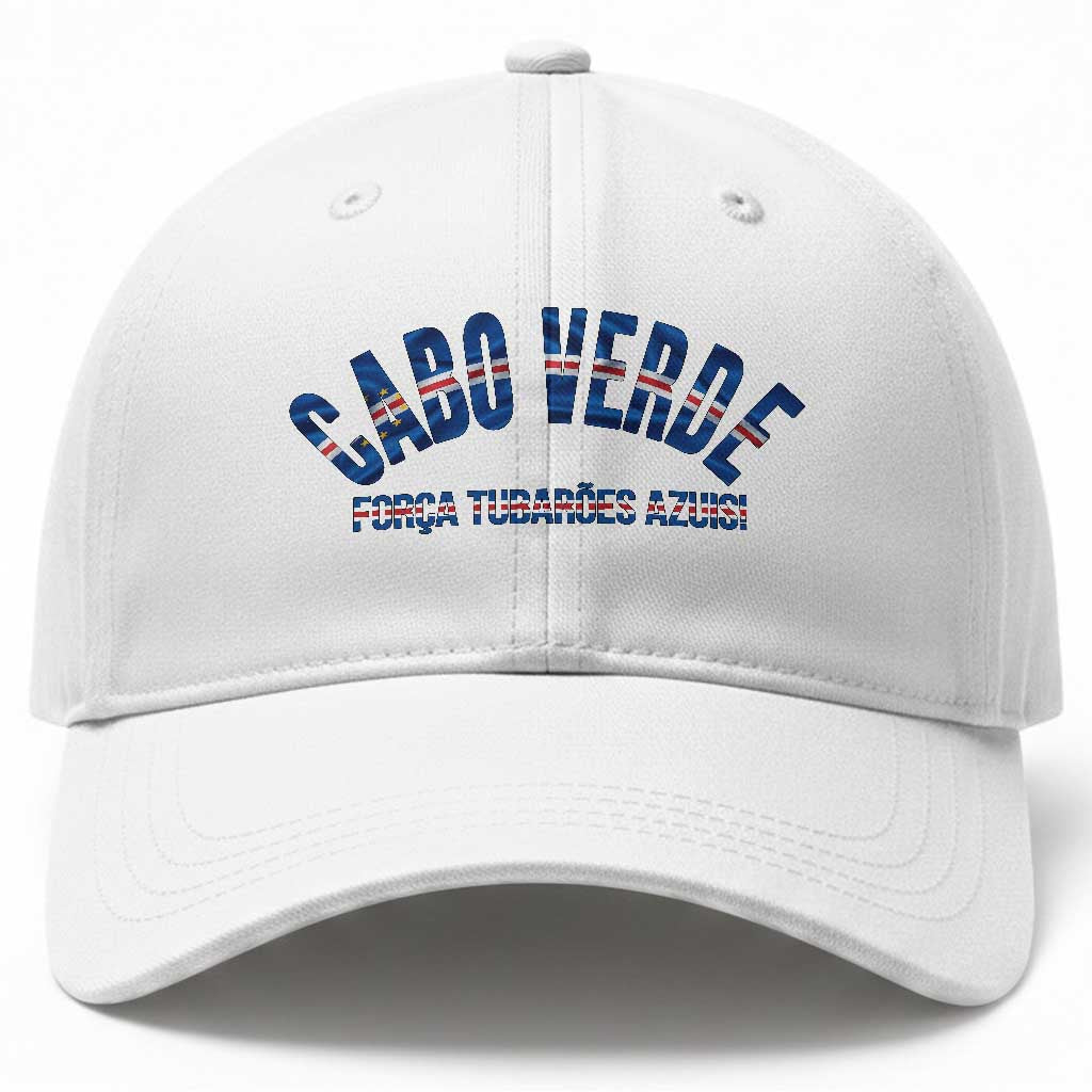 Forca Tubaroes Azuis Cabo Verde National Pride Baseball Cap Cape Verde Football Fans Blue Sharks Heritage TS02 Print Your Wear