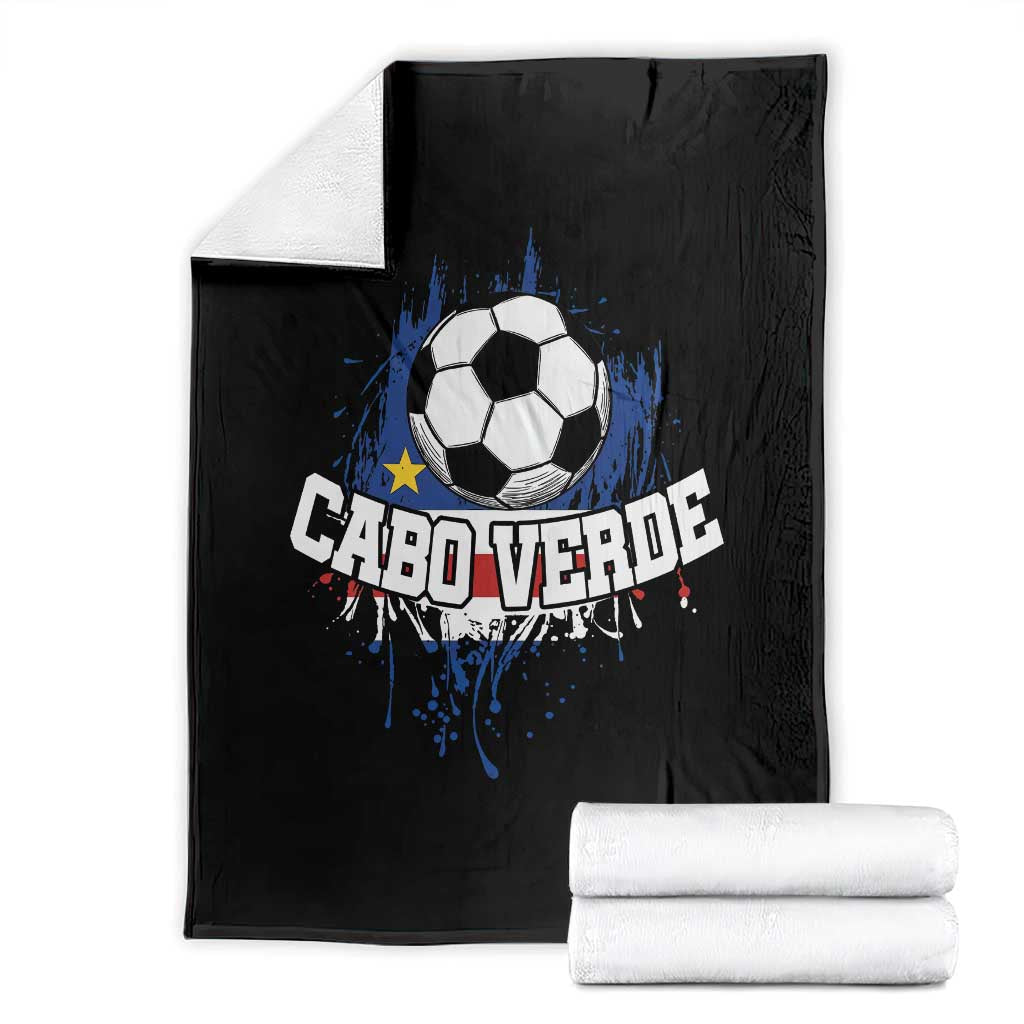 Cabo Verde Flag Football Graphic Throw Blanket Cape Verde Soccer Fans Artistic Pride TS02 Black Print Your Wear