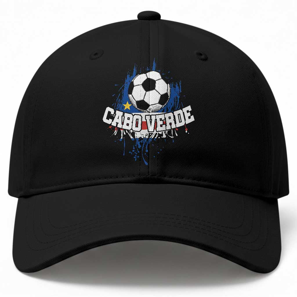 Cabo Verde Flag Football Graphic Baseball Cap Cape Verde Soccer Fans Artistic Pride TS02 Print Your Wear