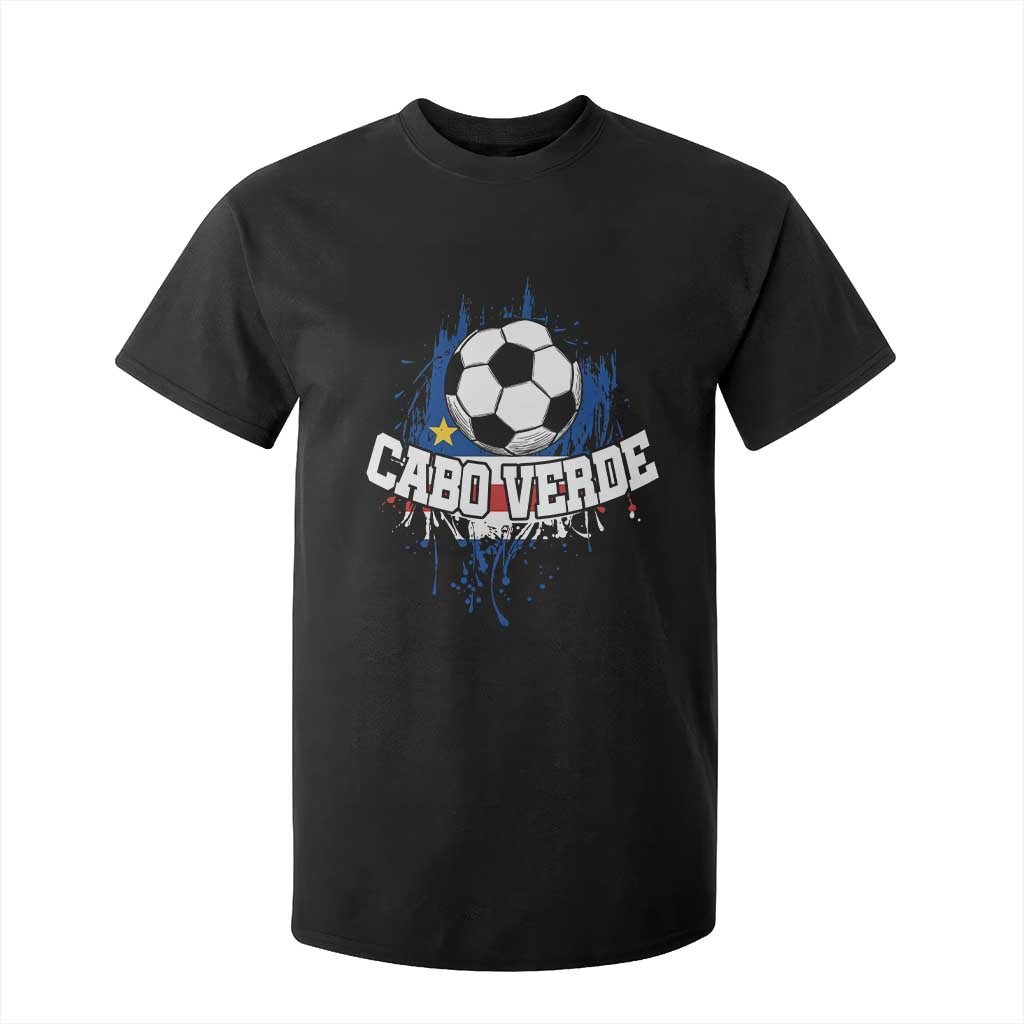 Cabo Verde Flag Football Graphic T Shirt For Kid Cape Verde Soccer Fans Artistic Pride TS02 Black Print Your Wear