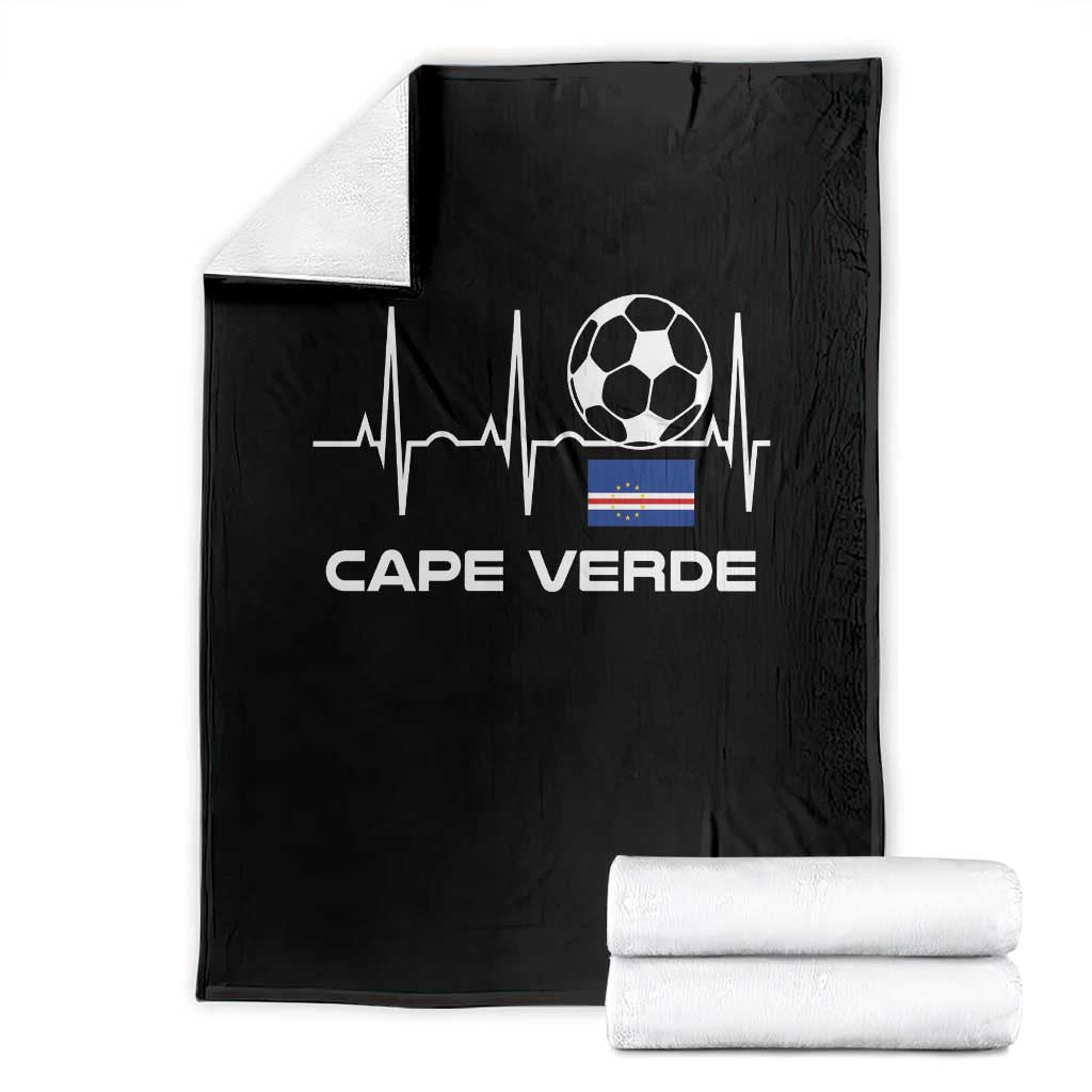 Cape Verde Soccer Heartbeat EKG Pulse Graphic Throw Blanket Cabo Verde Football Fans Pride TS02 Black Print Your Wear