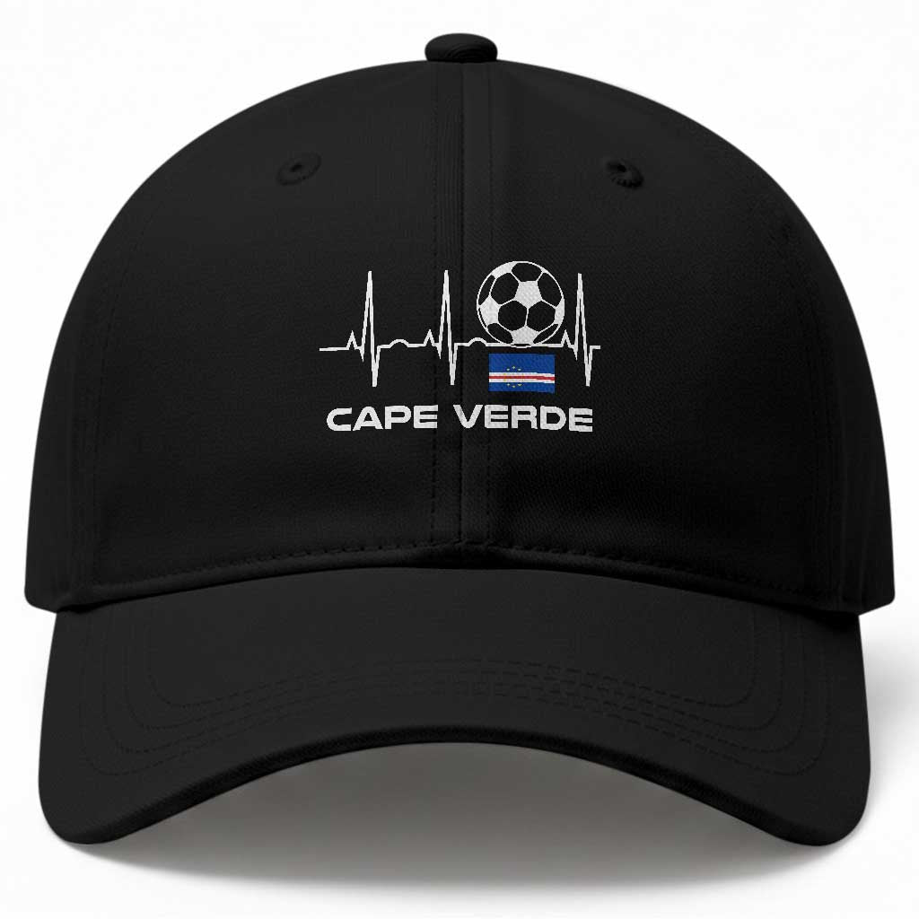 Cape Verde Soccer Heartbeat EKG Pulse Graphic Baseball Cap Cabo Verde Football Fans Pride TS02 Print Your Wear