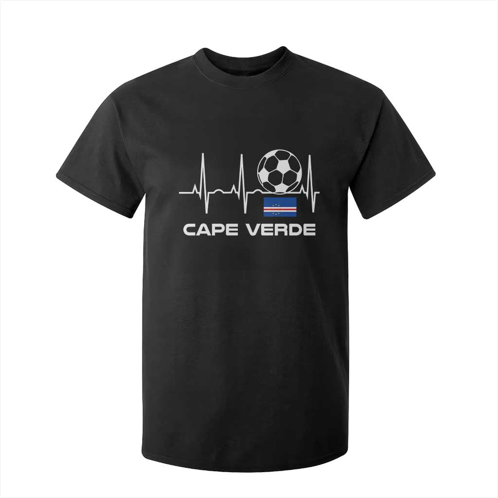 Cape Verde Soccer Heartbeat EKG Pulse Graphic T Shirt For Kid Cabo Verde Football Fans Pride TS02 Black Print Your Wear