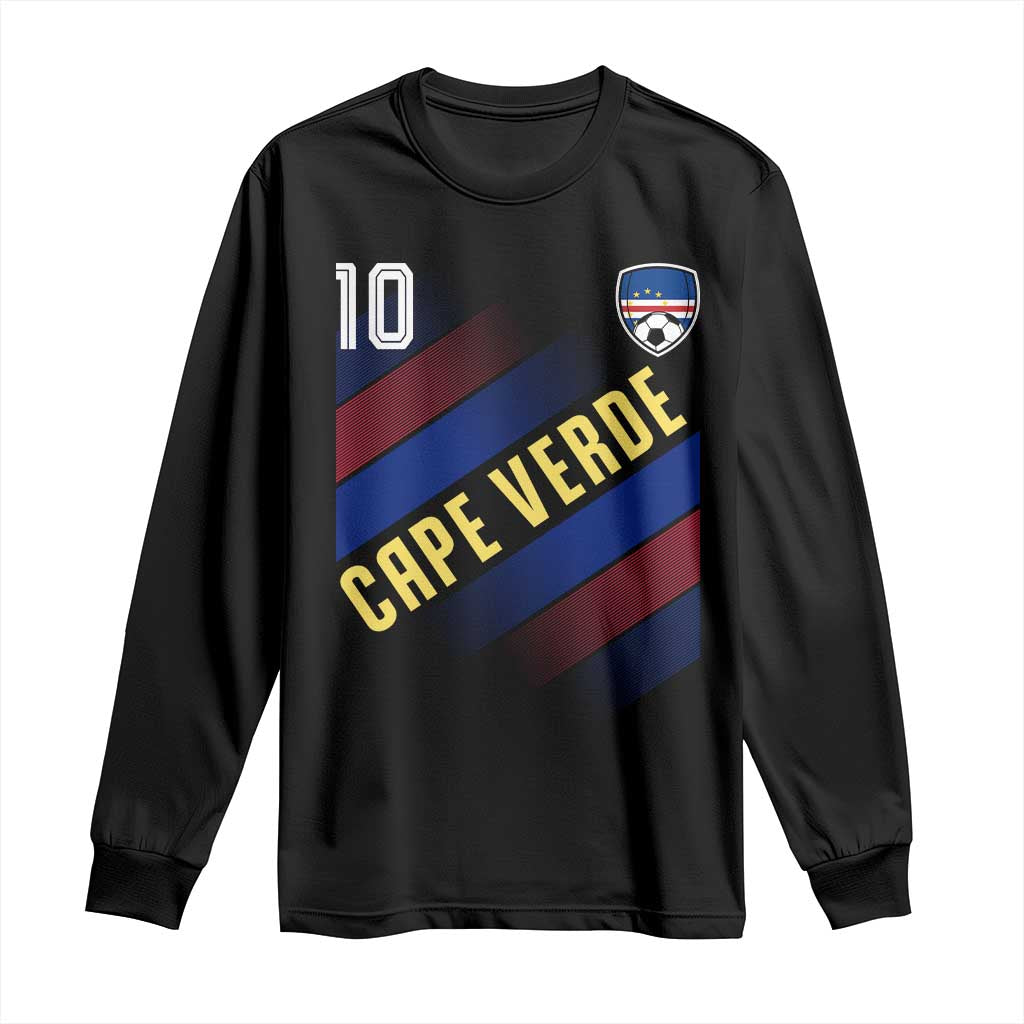 Cape Verde Soccer Jersey Style National Pride Long Sleeve Shirt Cabo Verde Football Fans Number 10 Athletic TS02 Black Print Your Wear