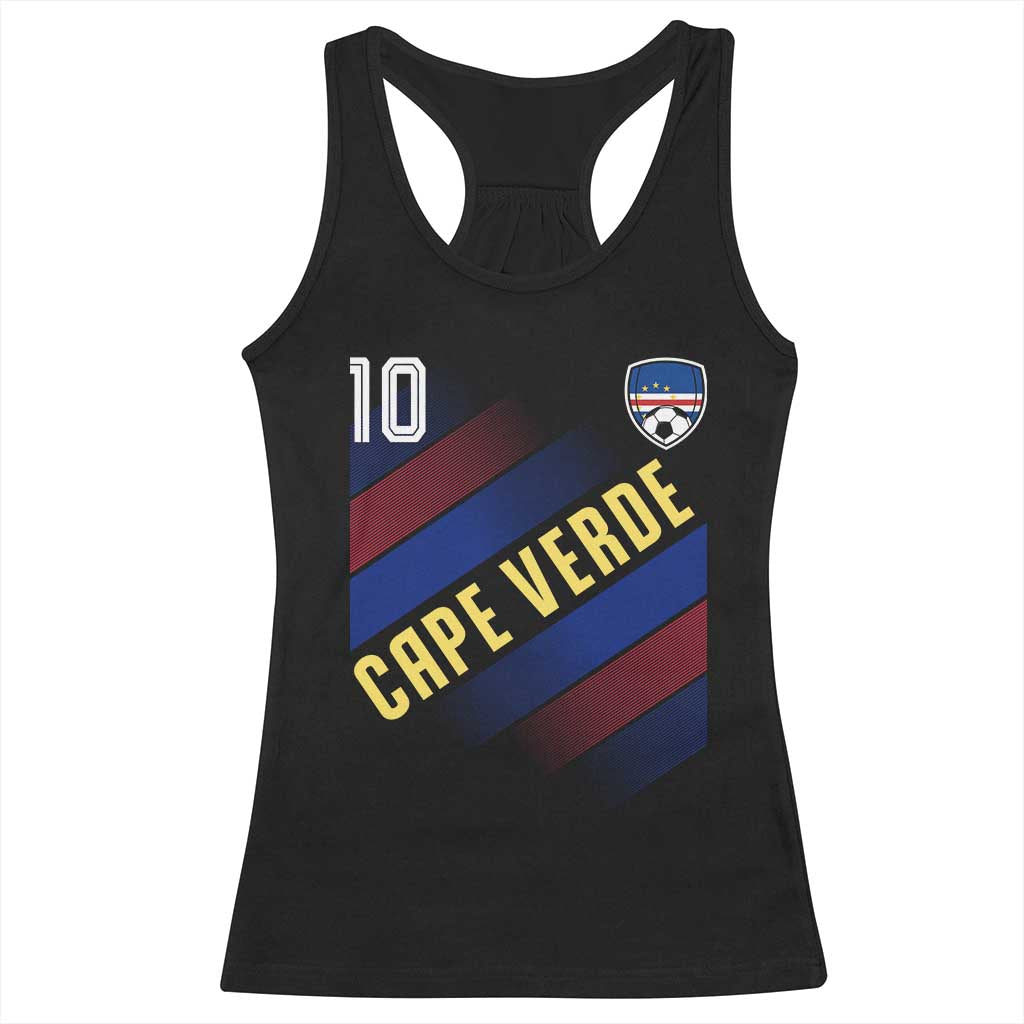 Cape Verde Soccer Jersey Style National Pride Racerback Tank Top Cabo Verde Football Fans Number 10 Athletic TS02 Black Print Your Wear