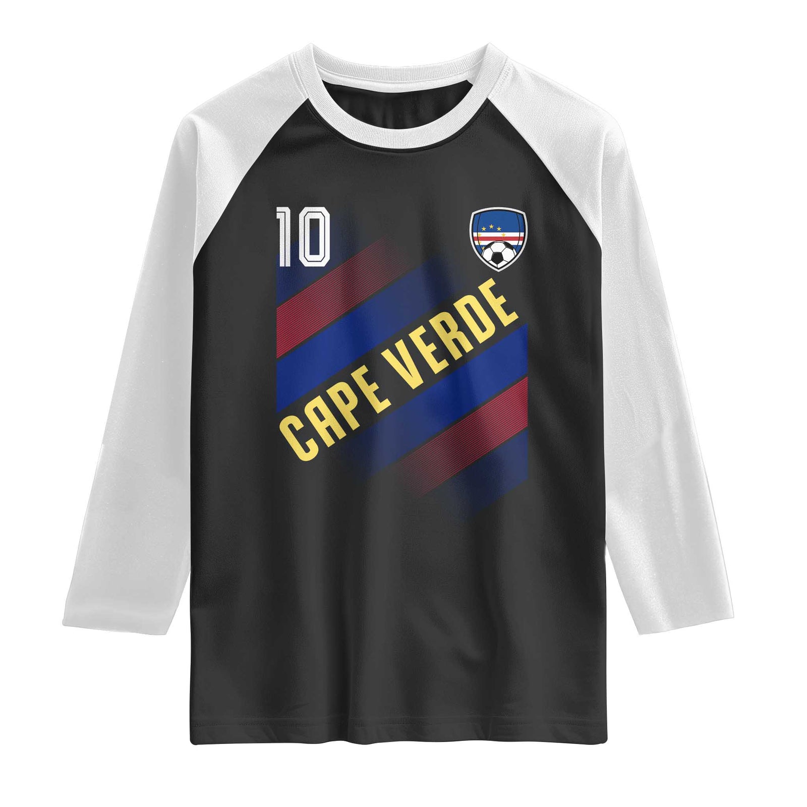 Cape Verde Soccer Jersey Style National Pride Raglan Shirt Cabo Verde Football Fans Number 10 Athletic TS02 Black White Print Your Wear