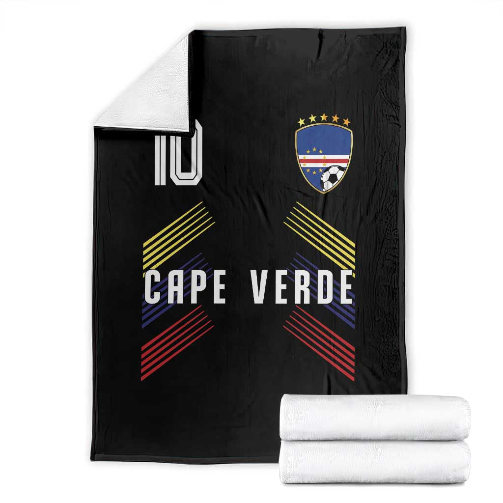 Cabo Verde Football Crest Pride Jersey Style Throw Blanket Cape Verde Soccer Fan Number 10 Athletic TS02 Black Print Your Wear
