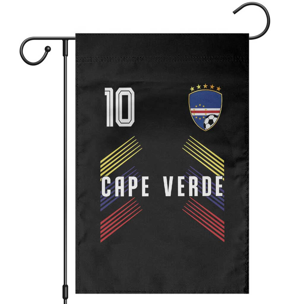 Cabo Verde Football Crest Pride Jersey Style Garden Flag Cape Verde Soccer Fan Number 10 Athletic TS02 Black Print Your Wear