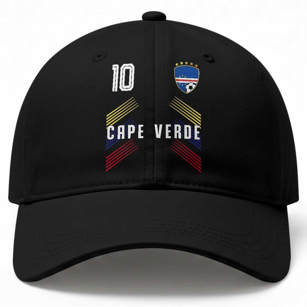 Cabo Verde Football Crest Pride Jersey Style Baseball Cap Cape Verde Soccer Fan Number 10 Athletic TS02 Print Your Wear