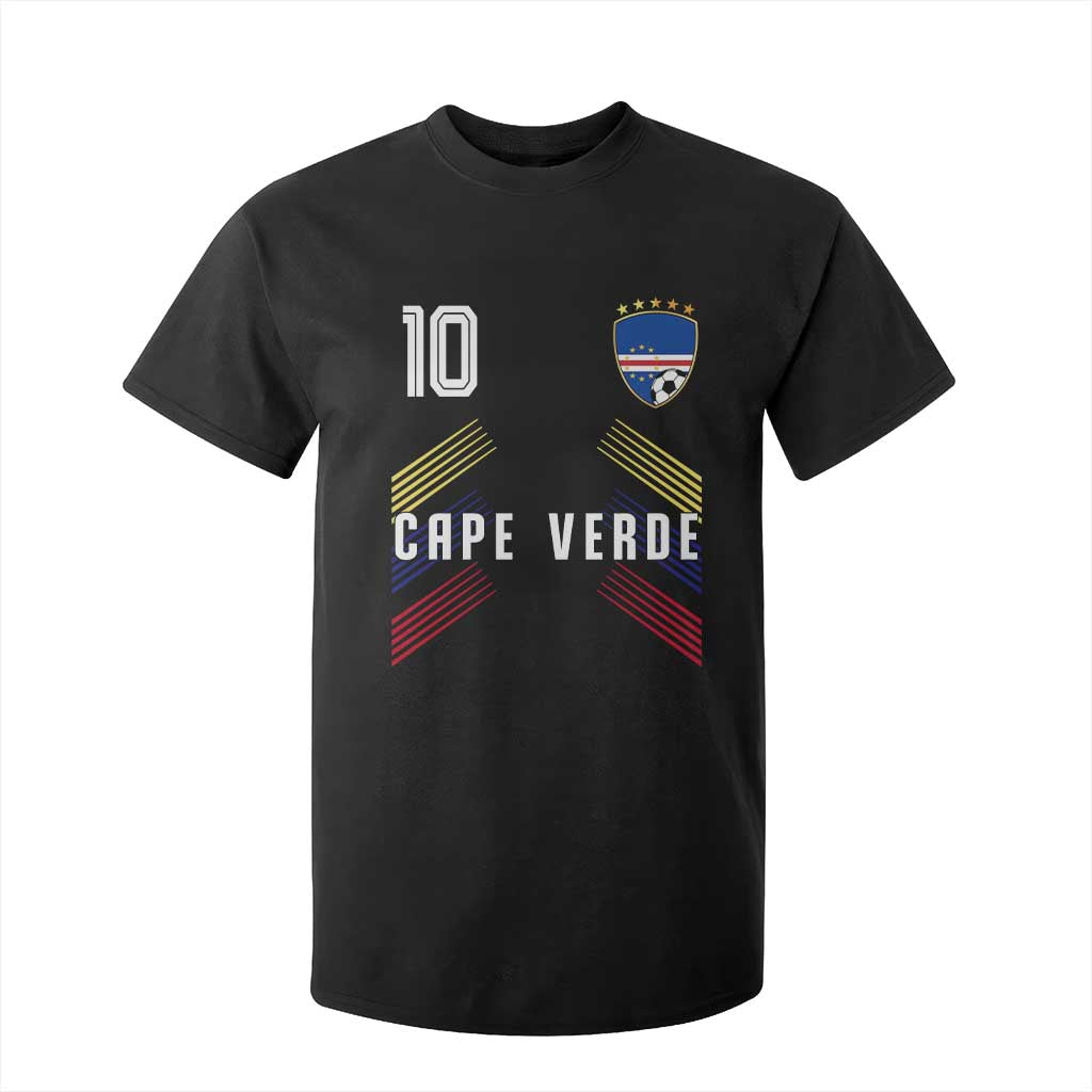 Cabo Verde Football Crest Pride Jersey Style T Shirt For Kid Cape Verde Soccer Fan Number 10 Athletic TS02 Black Print Your Wear
