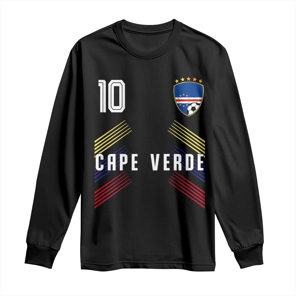 Cabo Verde Football Crest Pride Jersey Style Long Sleeve Shirt Cape Verde Soccer Fan Number 10 Athletic TS02 Black Print Your Wear