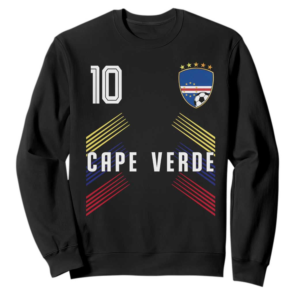 Cabo Verde Football Crest Pride Jersey Style Sweatshirt Cape Verde Soccer Fan Number 10 Athletic TS02 Black Print Your Wear