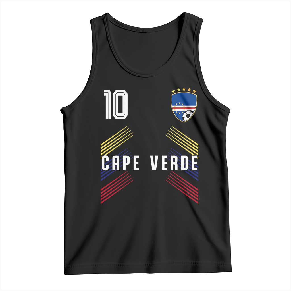 Cabo Verde Football Crest Pride Jersey Style Tank Top Cape Verde Soccer Fan Number 10 Athletic TS02 Black Print Your Wear