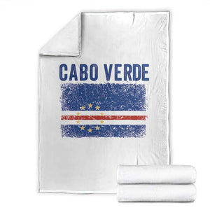 Cabo Verde Distressed Flag National Pride Throw Blanket Cape Verde Heritage Pride Retro Grunge Graphic TS02 White Print Your Wear