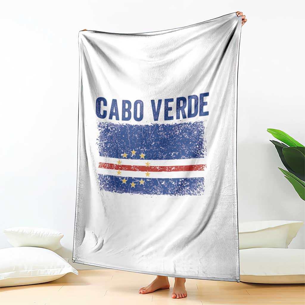 Cabo Verde Distressed Flag National Pride Throw Blanket Cape Verde Heritage Pride Retro Grunge Graphic TS02 Print Your Wear