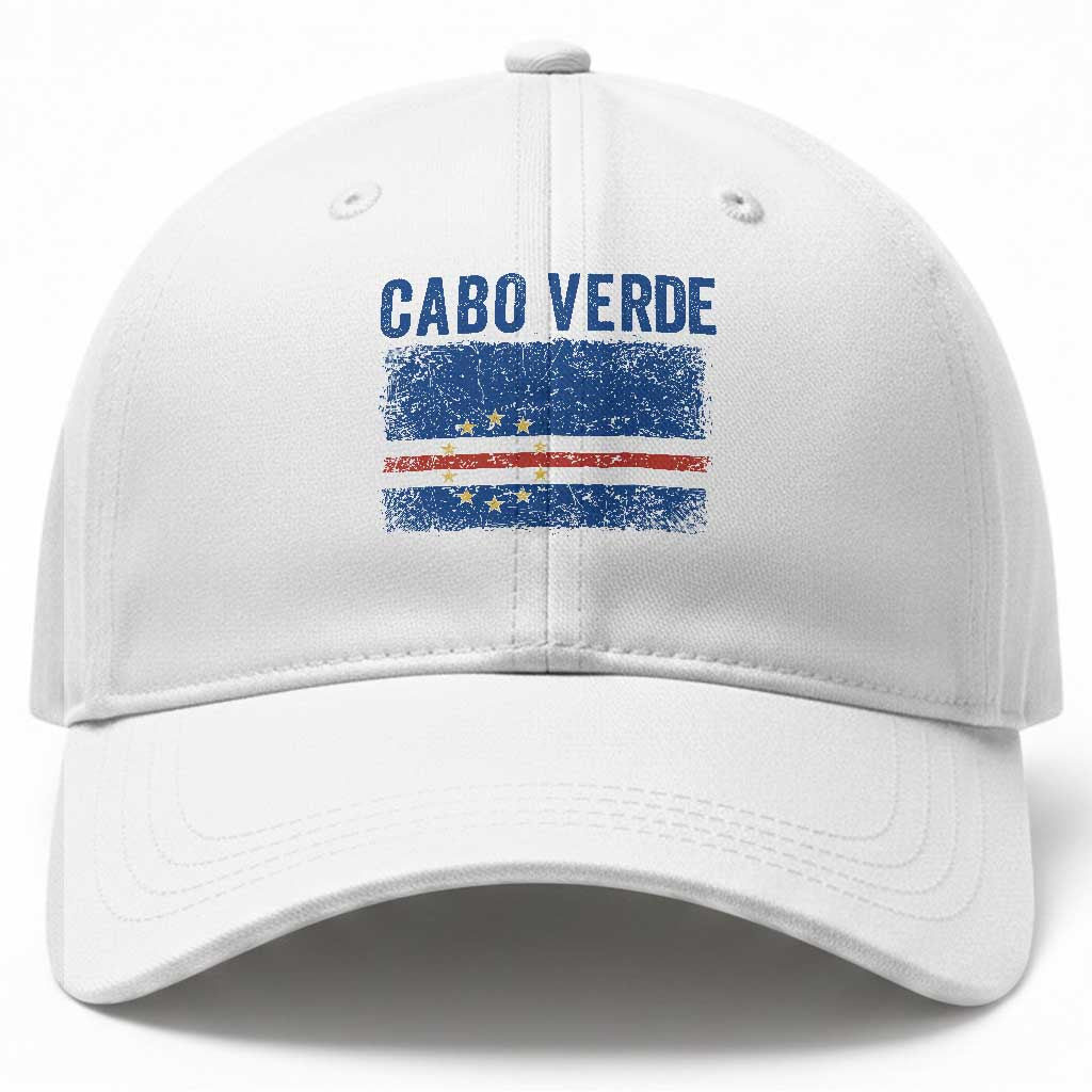 Cabo Verde Distressed Flag National Pride Baseball Cap Cape Verde Heritage Pride Retro Grunge Graphic TS02 Print Your Wear