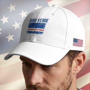Cabo Verde Distressed Flag National Pride Baseball Cap Cape Verde Heritage Pride Retro Grunge Graphic TS02 Print Your Wear