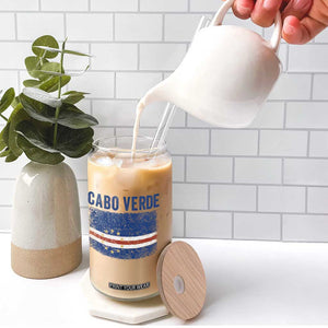 Cabo Verde Distressed Flag National Pride Glass Can Cape Verde Heritage Pride Retro Grunge Graphic TS02 Print Your Wear