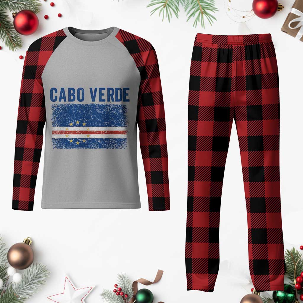 Cabo Verde Distressed Flag National Pride Plaid Pajama Set Cape Verde Heritage Pride Retro Grunge Graphic TS02 Buffalo Plaid Print Your Wear