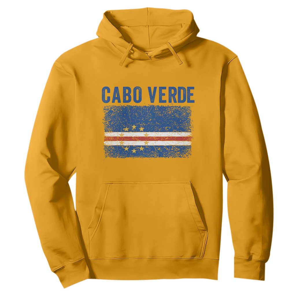 Cabo Verde Distressed Flag National Pride Hoodie Cape Verde Heritage Pride Retro Grunge Graphic TS02 Gold Print Your Wear