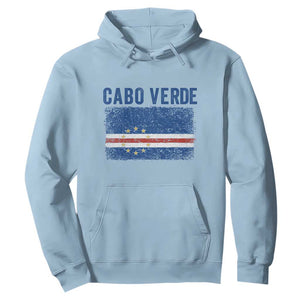 Cabo Verde Distressed Flag National Pride Hoodie Cape Verde Heritage Pride Retro Grunge Graphic TS02 Light Blue Print Your Wear