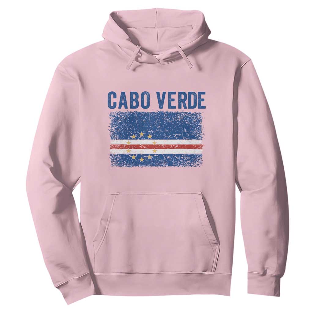 Cabo Verde Distressed Flag National Pride Hoodie Cape Verde Heritage Pride Retro Grunge Graphic TS02 Light Pink Print Your Wear