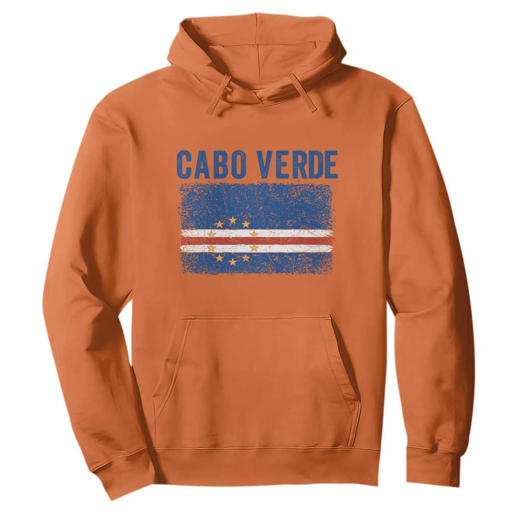 Cabo Verde Distressed Flag National Pride Hoodie Cape Verde Heritage Pride Retro Grunge Graphic TS02 Orange Print Your Wear