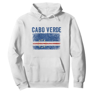 Cabo Verde Distressed Flag National Pride Hoodie Cape Verde Heritage Pride Retro Grunge Graphic TS02 White Print Your Wear