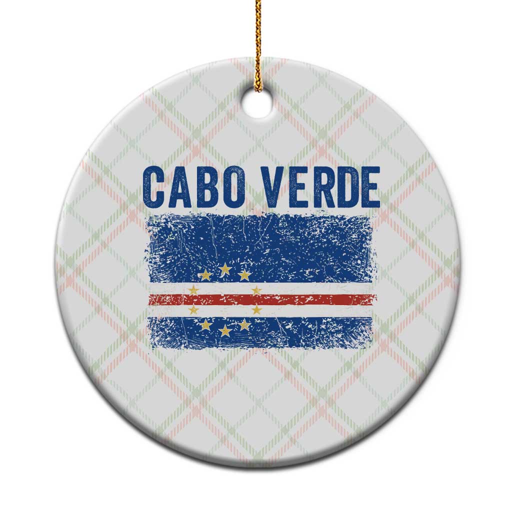 Cabo Verde Distressed Flag National Pride Ceramic Ornament Cape Verde Heritage Pride Retro Grunge Graphic TS02 1pc Christmas Plaid Print Your Wear