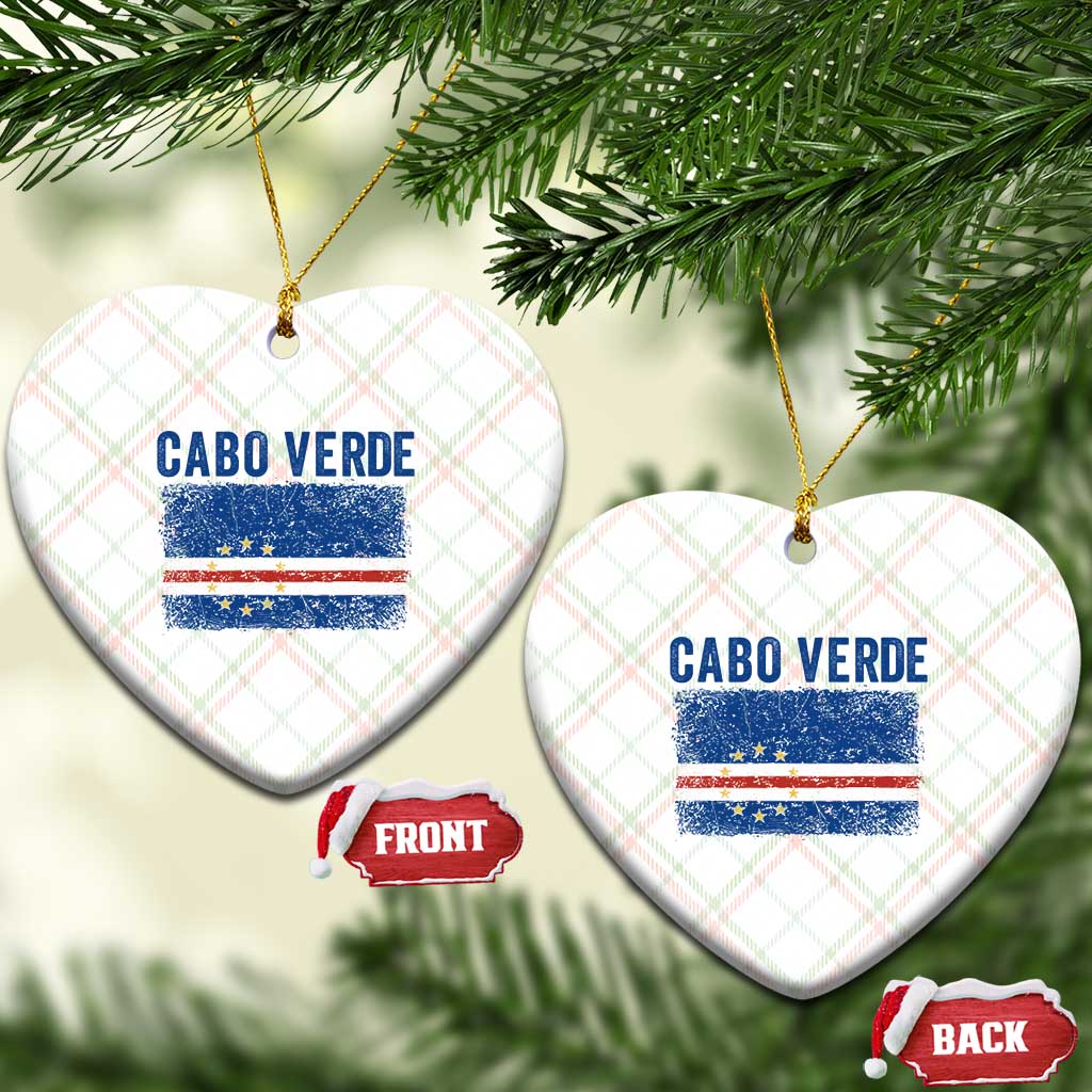 Cabo Verde Distressed Flag National Pride Ceramic Ornament Cape Verde Heritage Pride Retro Grunge Graphic TS02 Print Your Wear