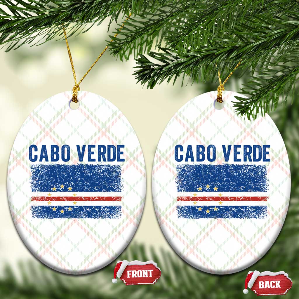 Cabo Verde Distressed Flag National Pride Ceramic Ornament Cape Verde Heritage Pride Retro Grunge Graphic TS02 Print Your Wear