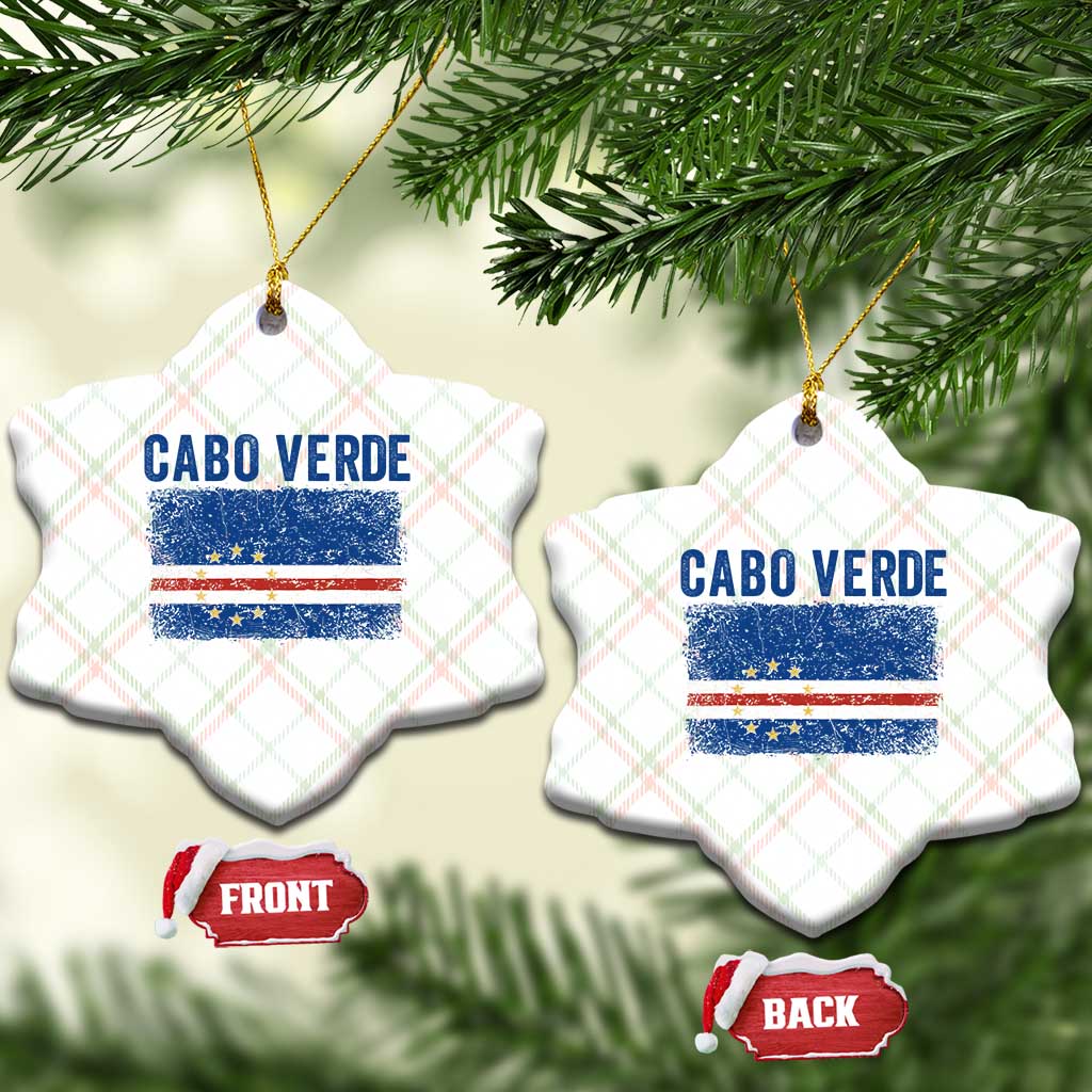 Cabo Verde Distressed Flag National Pride Ceramic Ornament Cape Verde Heritage Pride Retro Grunge Graphic TS02 Print Your Wear