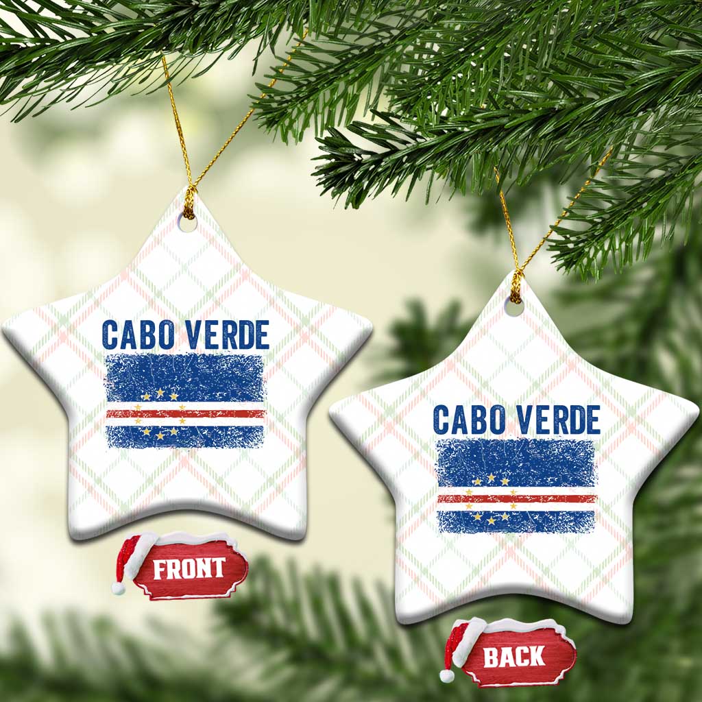 Cabo Verde Distressed Flag National Pride Ceramic Ornament Cape Verde Heritage Pride Retro Grunge Graphic TS02 Print Your Wear