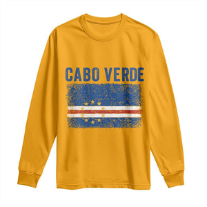 Cabo Verde Distressed Flag National Pride Long Sleeve Shirt Cape Verde Heritage Pride Retro Grunge Graphic TS02 Gold Print Your Wear