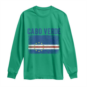 Cabo Verde Distressed Flag National Pride Long Sleeve Shirt Cape Verde Heritage Pride Retro Grunge Graphic TS02 Irish Green Print Your Wear